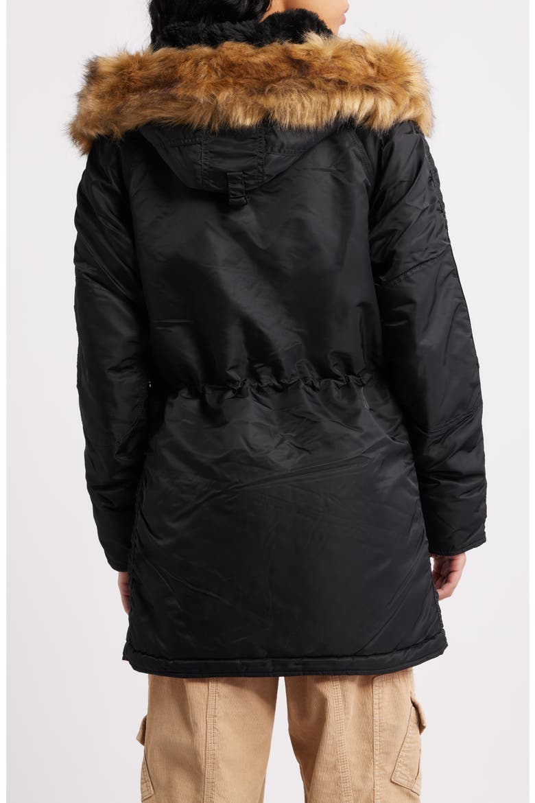 Alpha N-3B Water Resistant Parka with Removable Faux Fur Trim, Alternate, color, BLACK