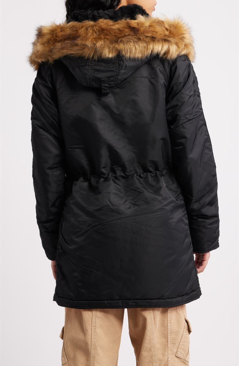 Alpha Industries Alpha N-3B Water Resistant Parka with Removable Faux Fur Trim, Alternate, color, Black