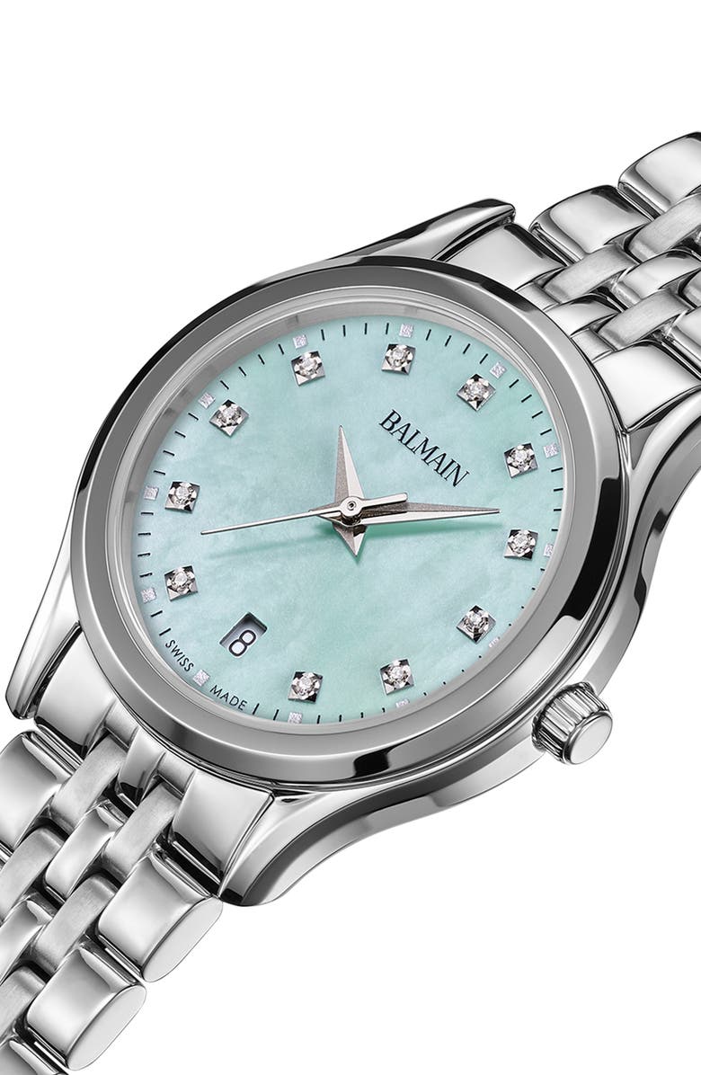Balmain Beleganza Diamond & Mother-of-Pearl Bracelet Watch, 27.5mm, Alternate, color,