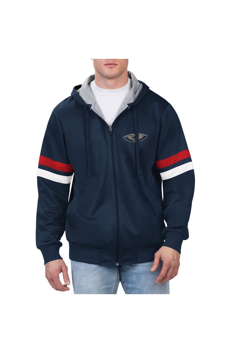 Men's G-III Sports by Carl Banks Navy New Orleans Pelicans Contender Full-Zip Hoodie Jacket, Main, color, Navy