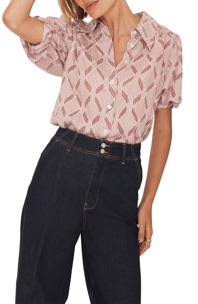 MINT VELVET Striped Jacquard Shirt, Main, color, Red