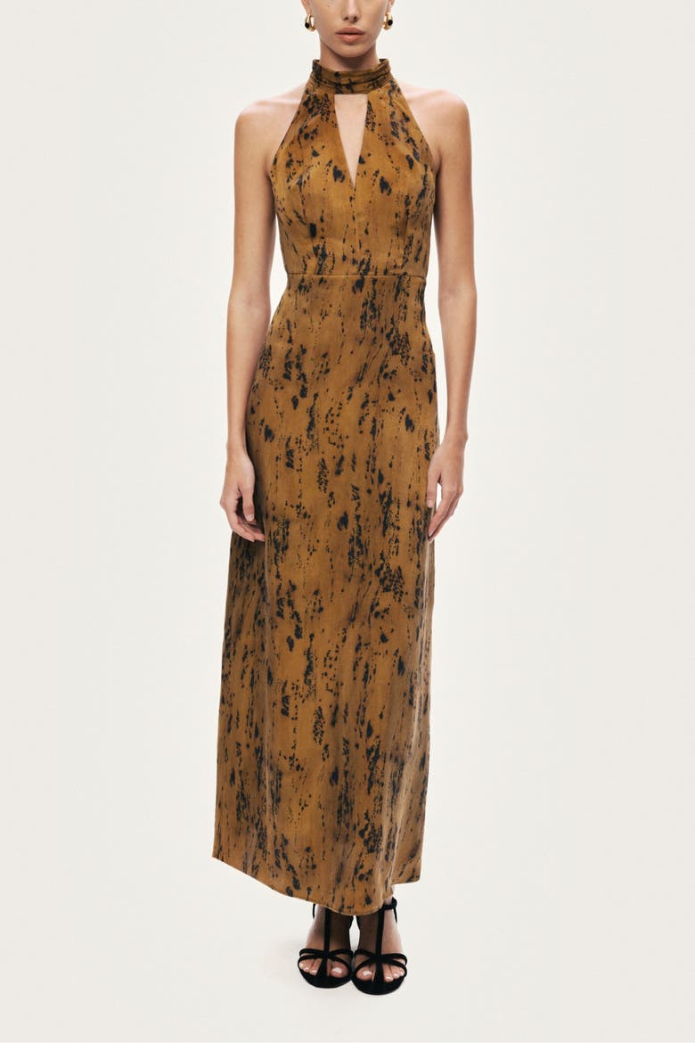 Printed Halter-Neck Maxi Dress, Main, color, Multi-Colored