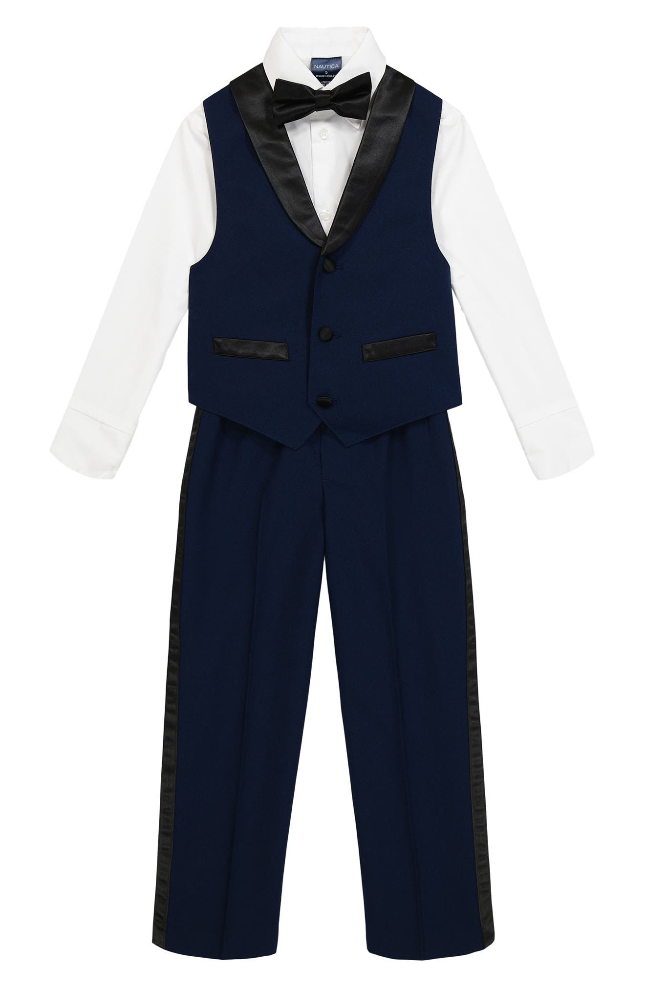 Nautica Kids' Tuxedo Button-Up Shirt, Vest, Bow Tie & Pants Set