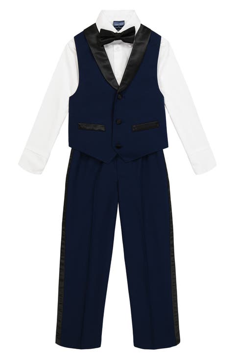 Kids' Tuxedo Button-Up Shirt, Vest, Bow Tie & Pants Set (Toddler & Little Kid)