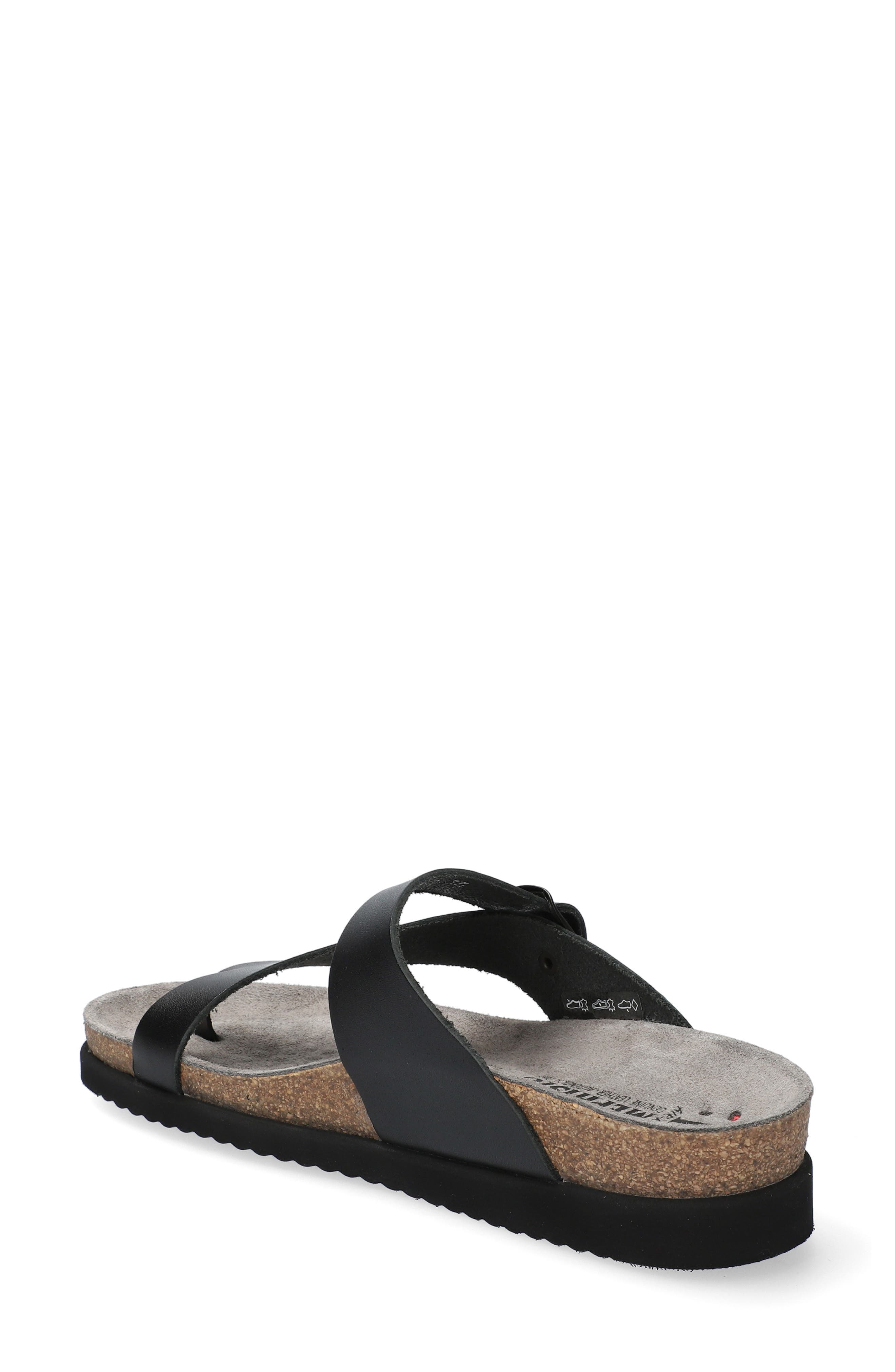 Mephisto Helen Toe Loop Sandal, Alternate, color, Black Waxy Leather