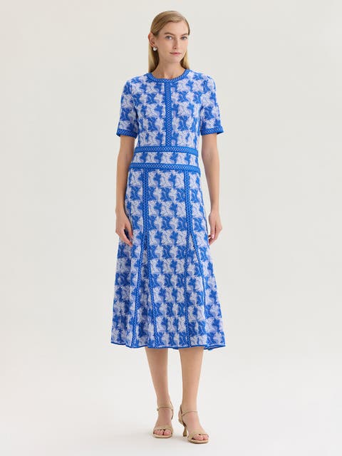 Fit & Flare Intarsia Knit Maxi Dress