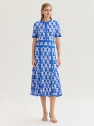 Misook Fit & Flare Intarsia Knit Maxi Dress