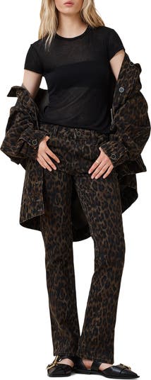 AllSaints Haldan Leopard Print Slim Bootcut Jeans Nordstrom