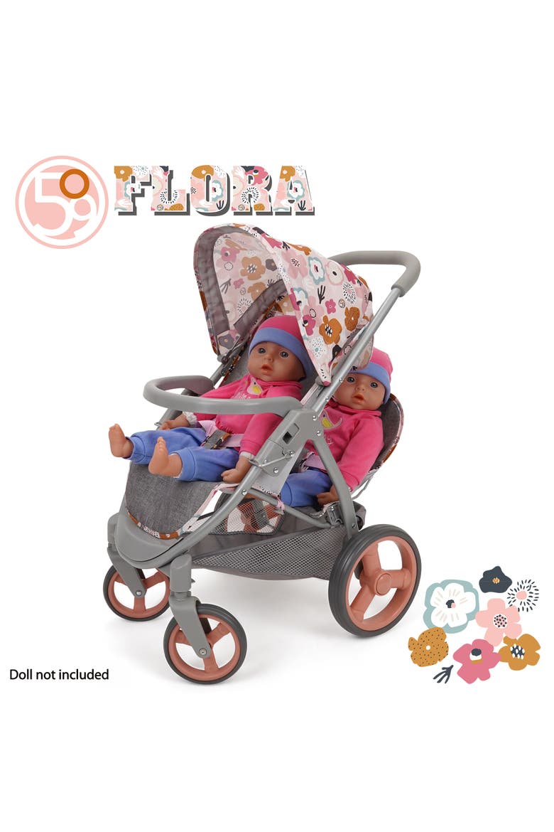 Melange Flora Mabelle Duo Twin Doll Stroller 2 Dolls 18", 3+, Alternate, color, Multicolored