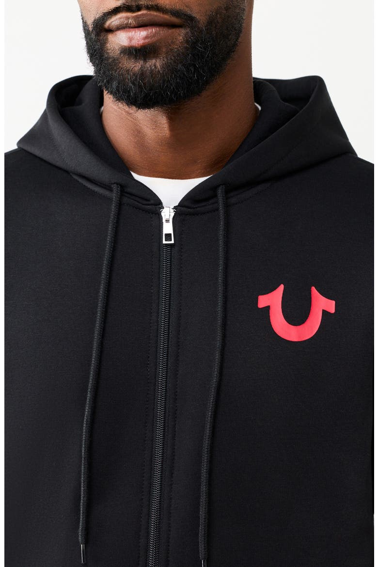 Wreath Buddha Zip Hoodie, Alternate, color, JET BLACK
