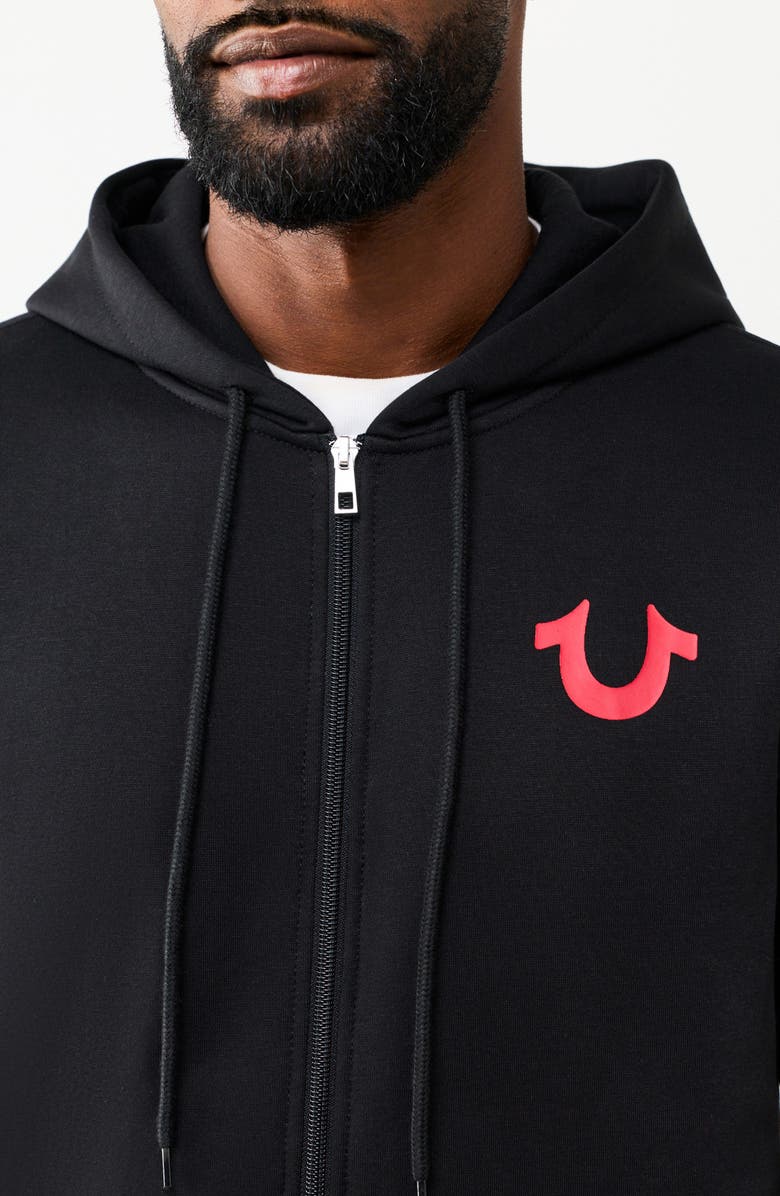 True Religion Wreath Buddha Zip Hoodie, Alternate, color, Jet Black