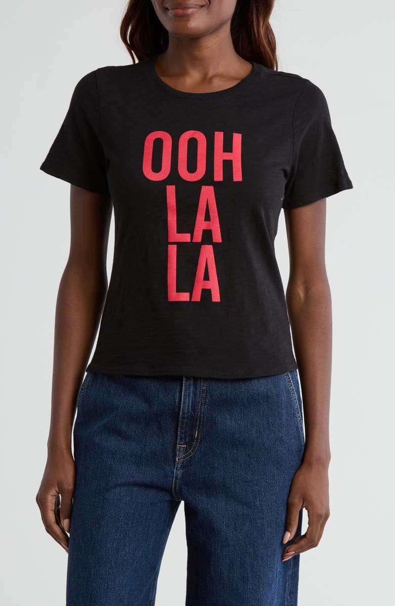 Cinq à Sept Ooh La La Shrunken Tee, Main, color, Black/ Cardinal