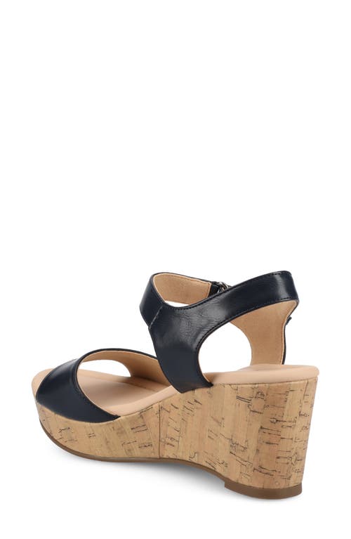 Journee Collection Ranae Platform Wedge Cork Sandal In Navy