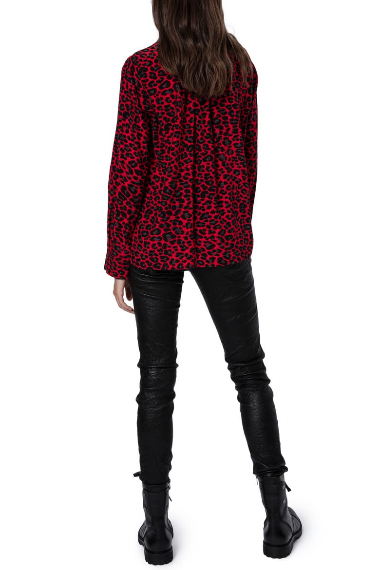 Tink Leopard Print Blouse, Alternate, color, ROUGE