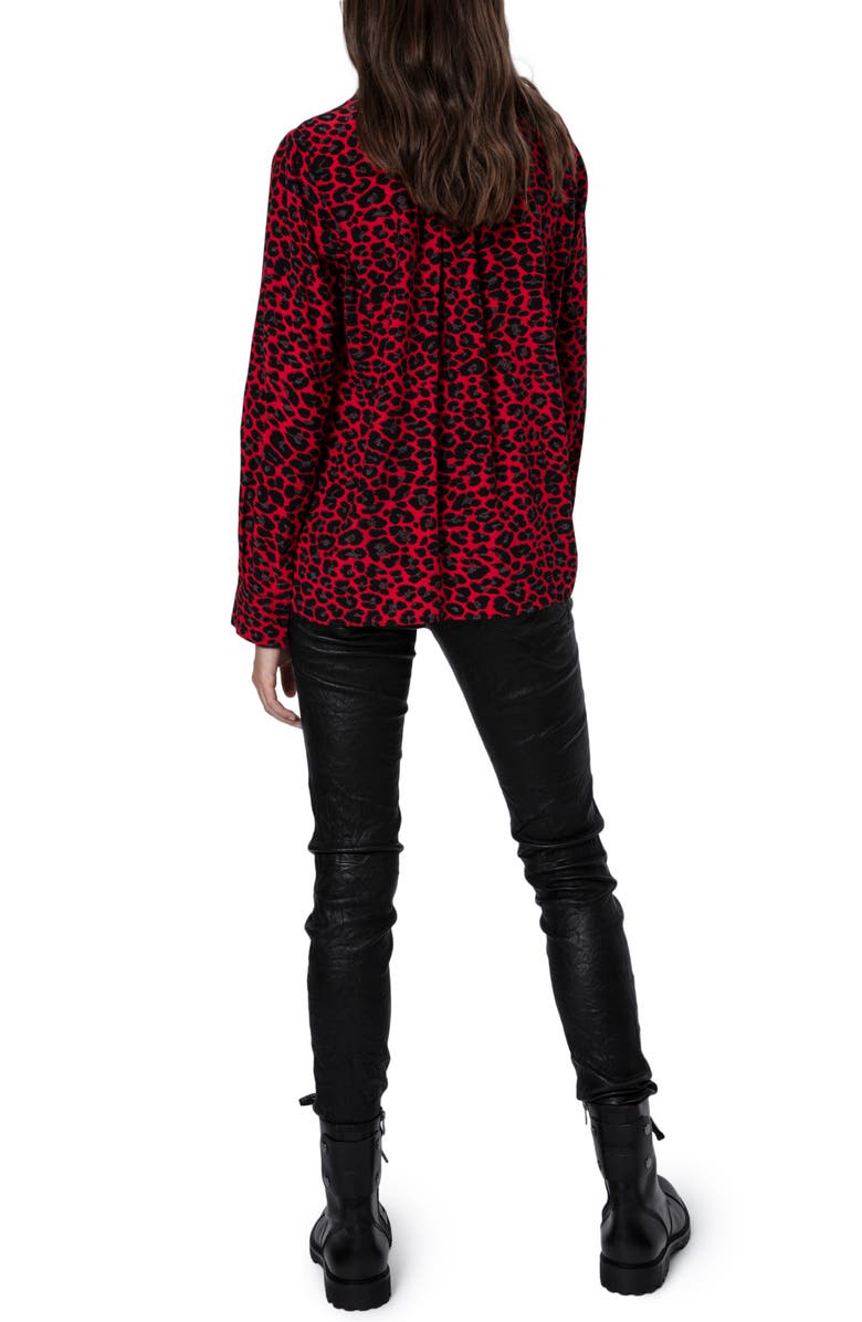 Zadig & Voltaire Tink Leopard Print Blouse, Alternate, color,