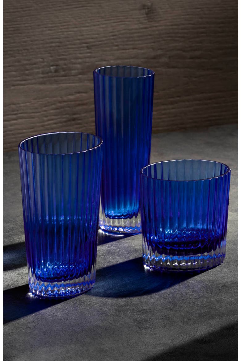 Wine Glasses NASTRI Set of 6  Blue 10 oz, H 3.3", Alternate, color, Blue