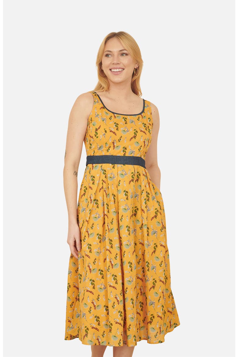 Cinched Waist Skater Dress, Alternate, color, Mustard