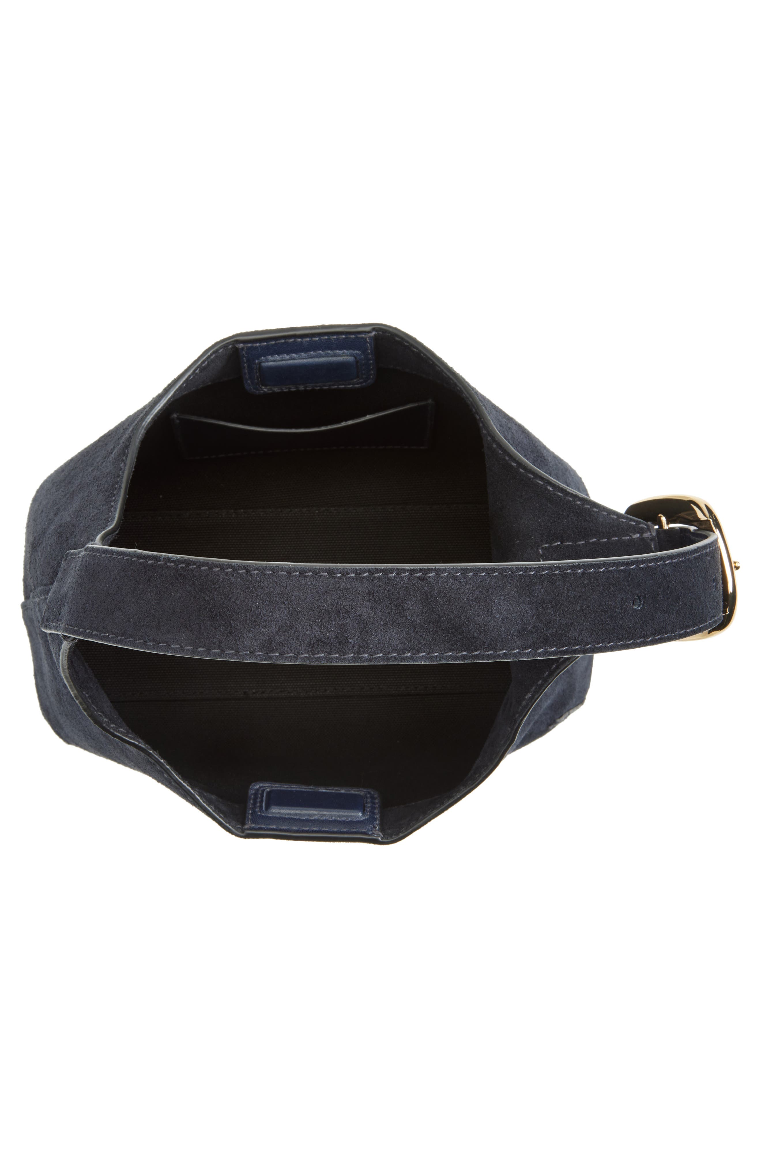 Madewell The Sculptural Buckle Suede Shoulder Bag, Alternate, color, Juniper Berry