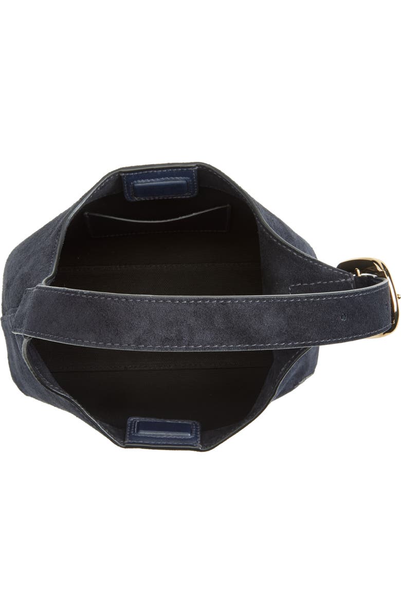 Madewell The Sculptural Buckle Suede Shoulder Bag, Alternate, color, Juniper Berry