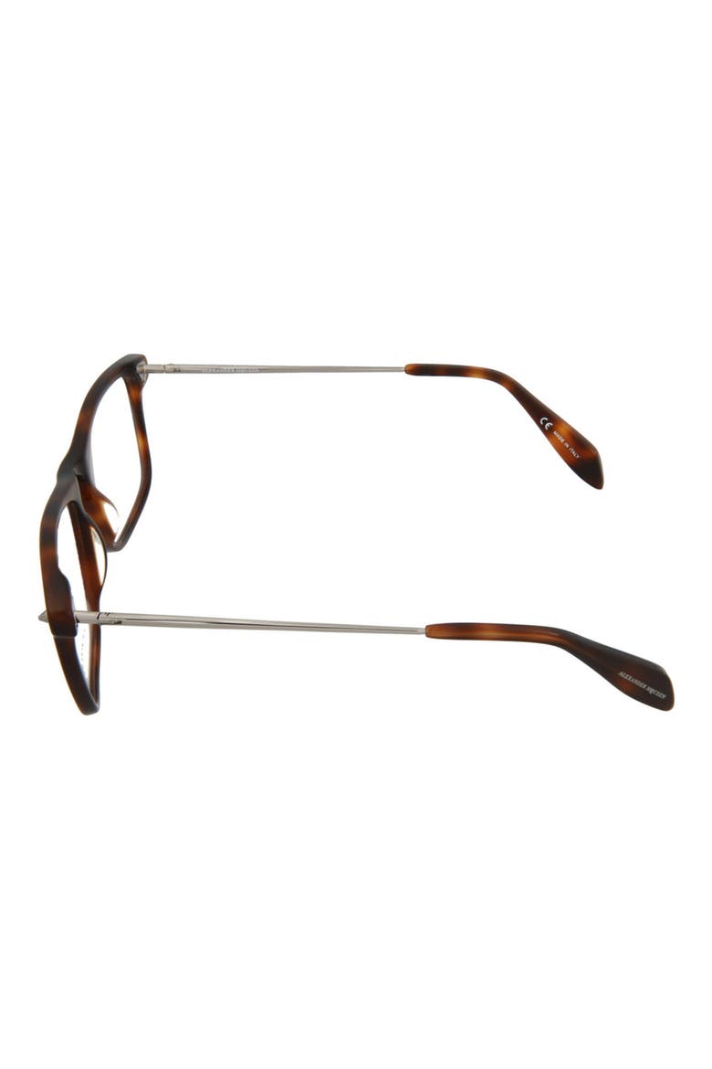 ALEXANDER MCQUEEN 55mm Square Glasses, Alternate, color, SHINY MEDIUM HAVANA/ TRN