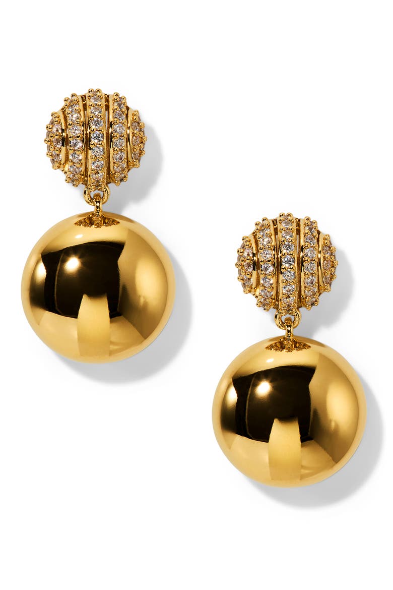 Muse Double Drop Earrings, Main, color, GOLD