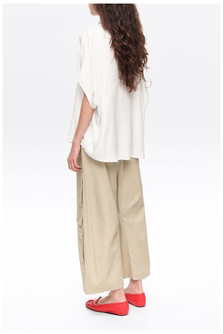 Knotted neckline cape shirt, Alternate, color, WHITE