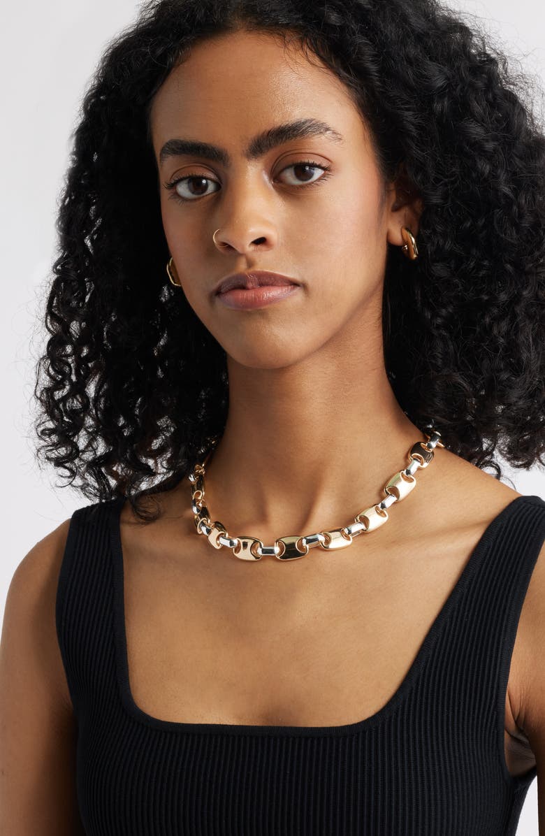 Open Edit Mariner Link Collar Necklace, Alternate, color, Gold- Silver