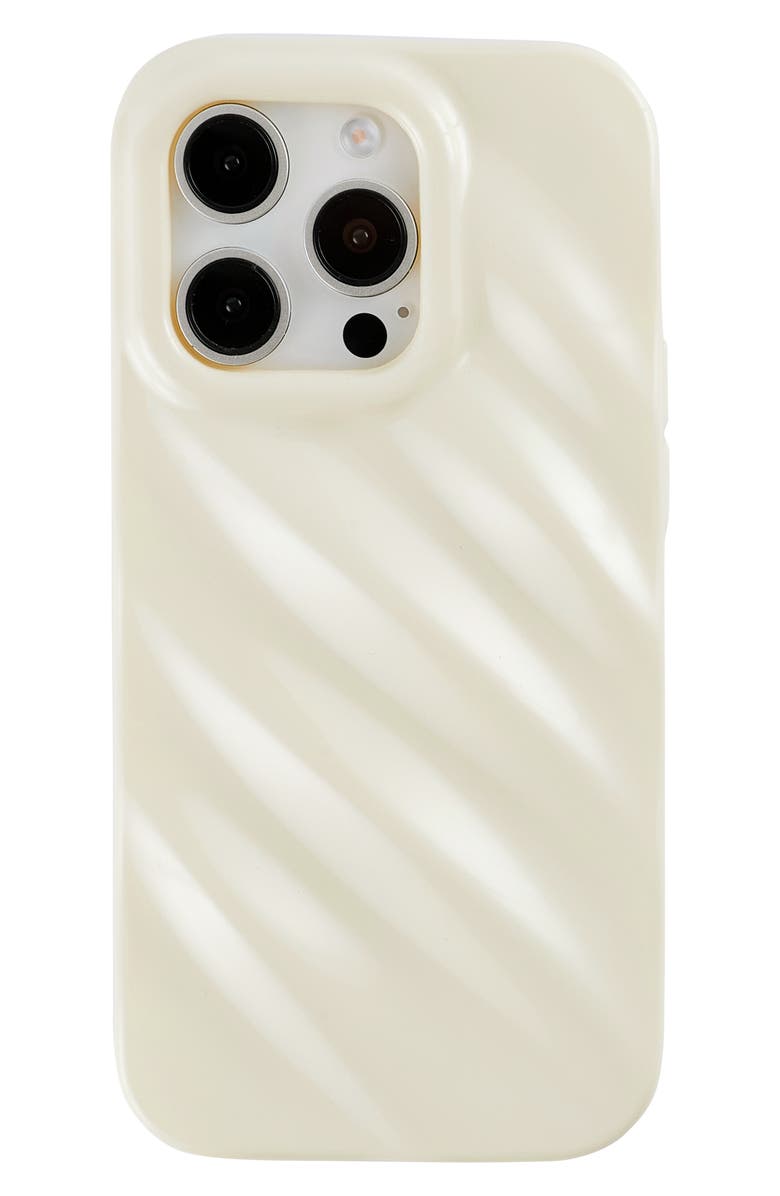 Auramma Silk Look Wavy iPhone 14 Pro Case, Main, color, Cream