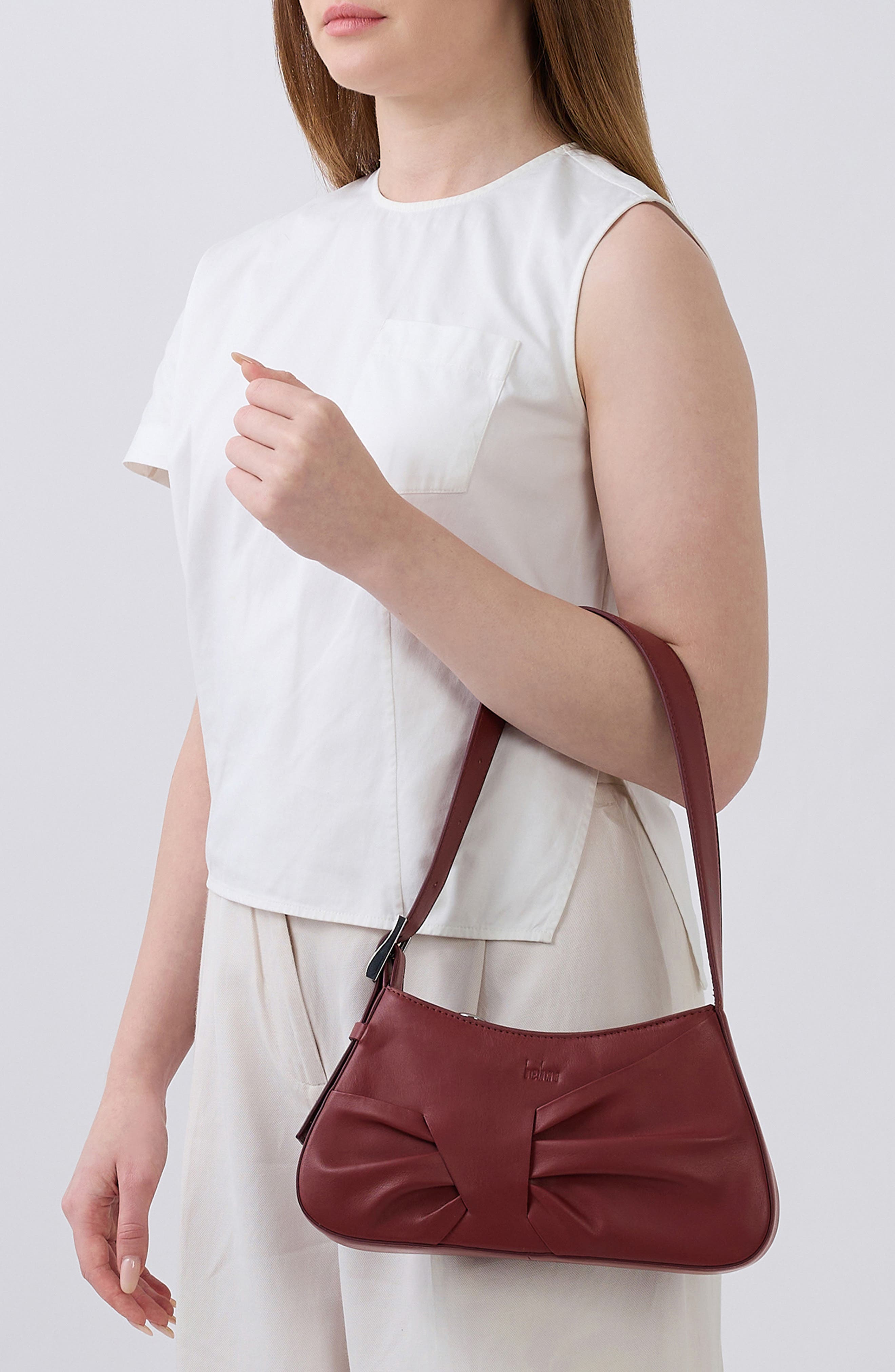 Mini Leena Leather Shoulder Bag, Alternate, color, BRICK