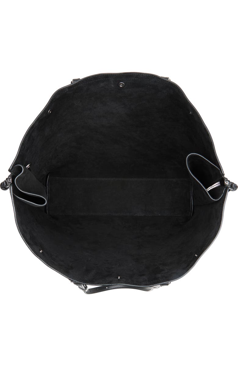 Dolce&Gabbana Atene Side Zip Leather Shopper, Alternate, color, 80999 Nero