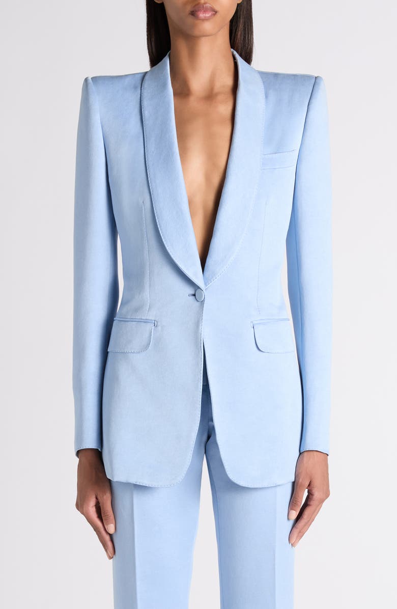TOM FORD Washed Cotton & Silk Duchesse Satin Jacket, Main, color, Mineral Blue
