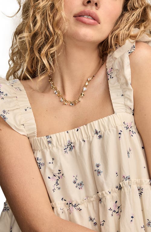 Lucky Brand Ruched Flutter Minidress In Neutral