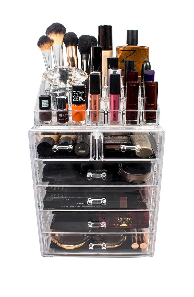 SORBUS Acrylic 6 Drawer & Top Organizer Cosmetics Makeup & Jewelry Storage Case Display Set, Main, color, Clear