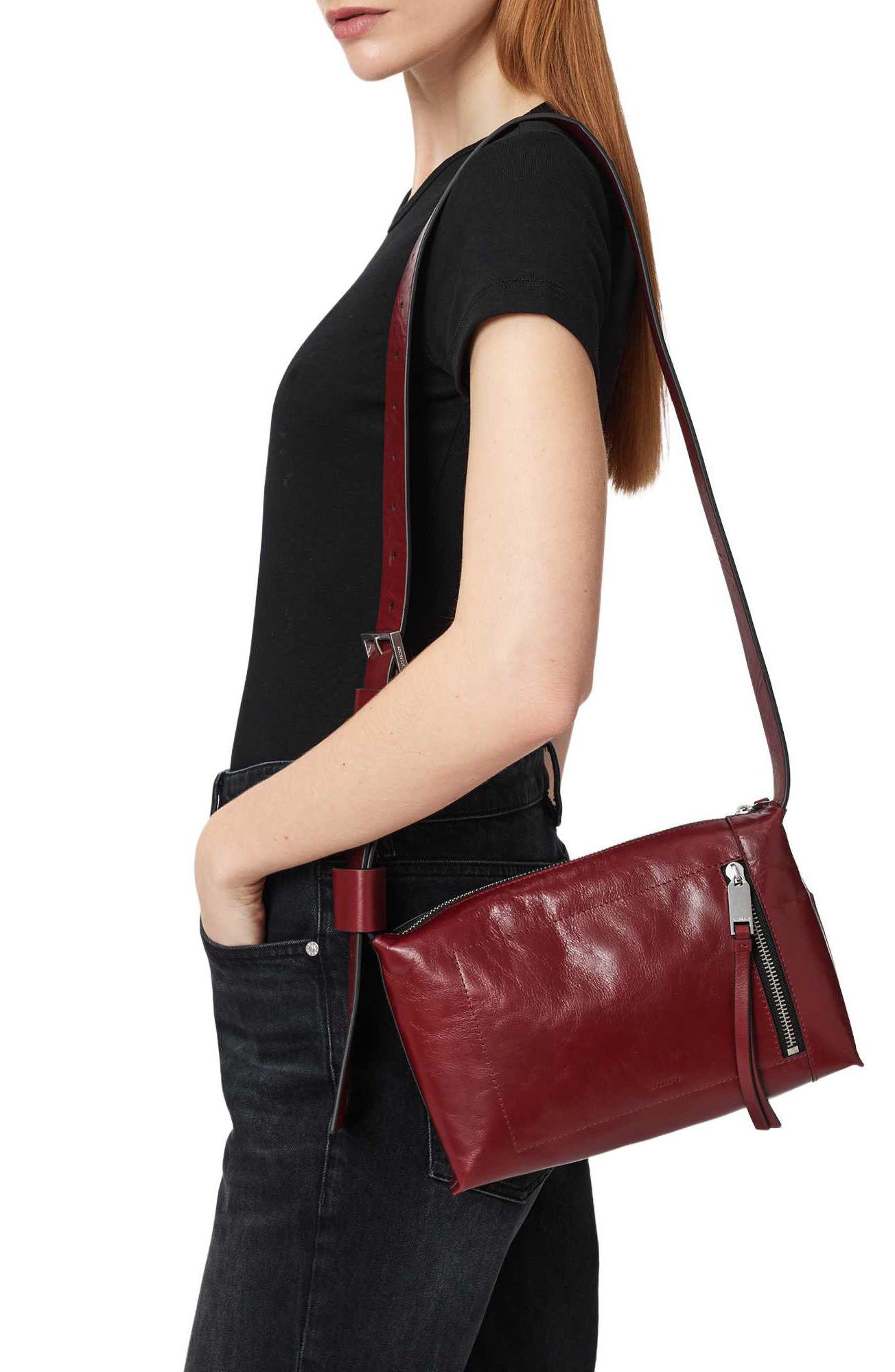 Alba Shine Leather Crossbody Bag, Alternate, color, GARNET RED