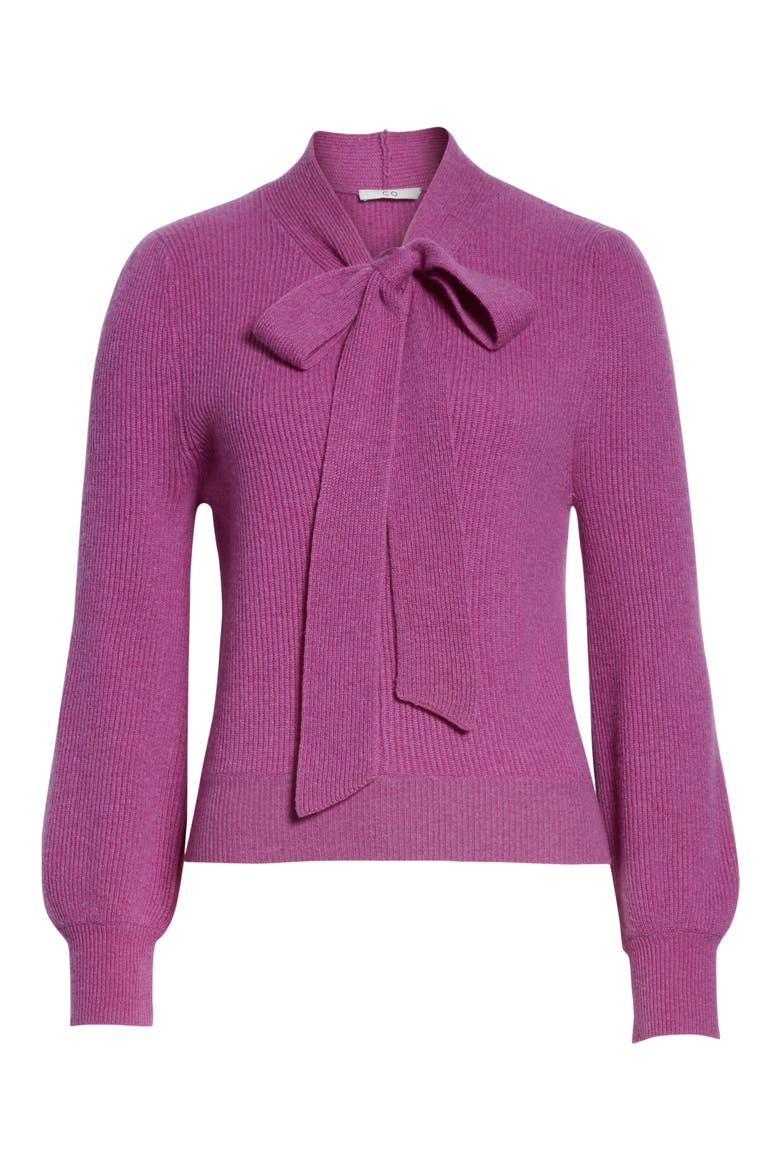 Tie Neck Cashmere Sweater, Alternate, color, FUSCHIA