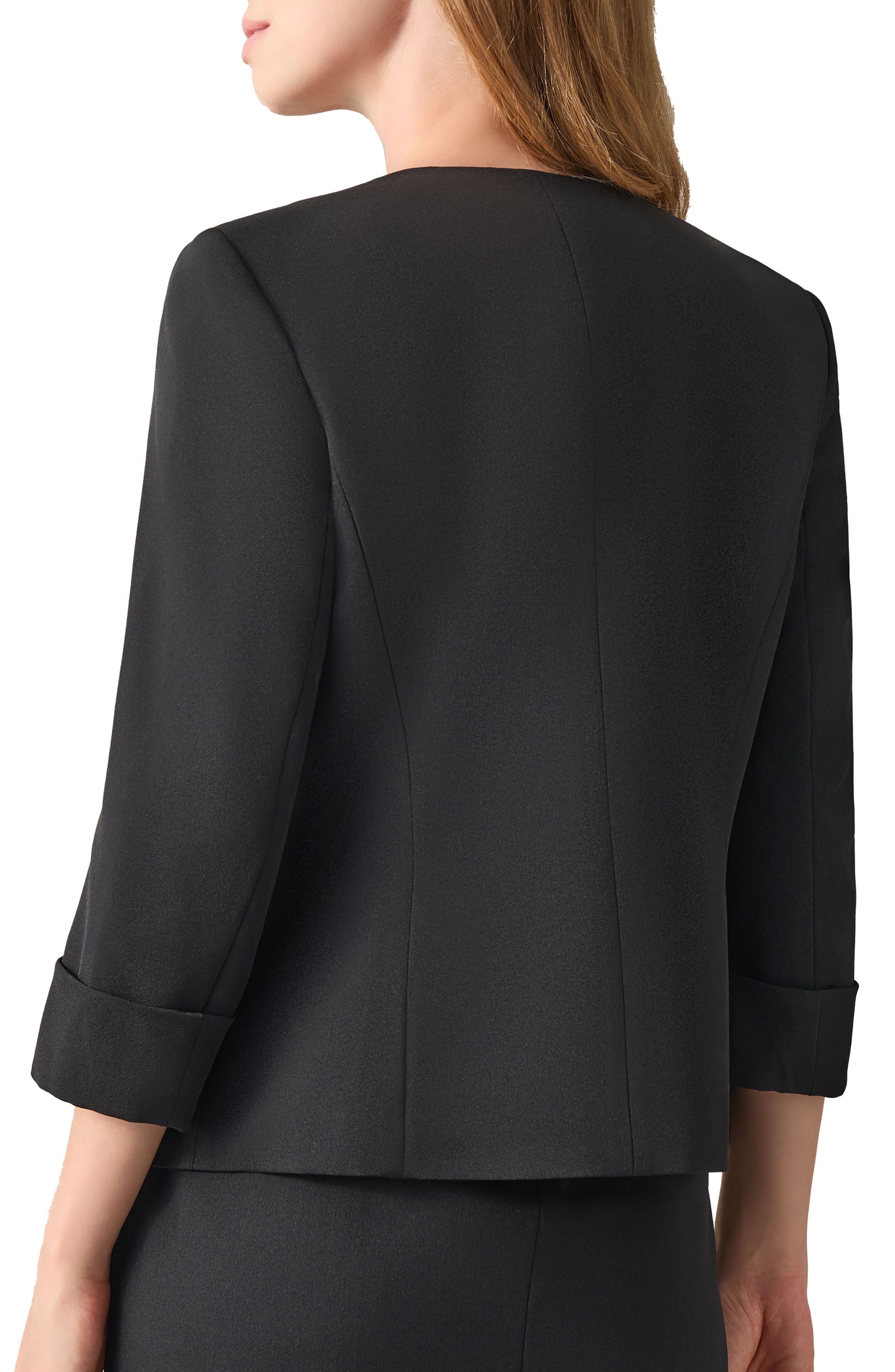 Cardigan-Style Stretch Crepe Blazer - image 2