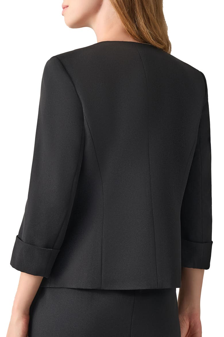 Cardigan-Style Stretch Crepe Blazer, Alternate, color, BLACK
