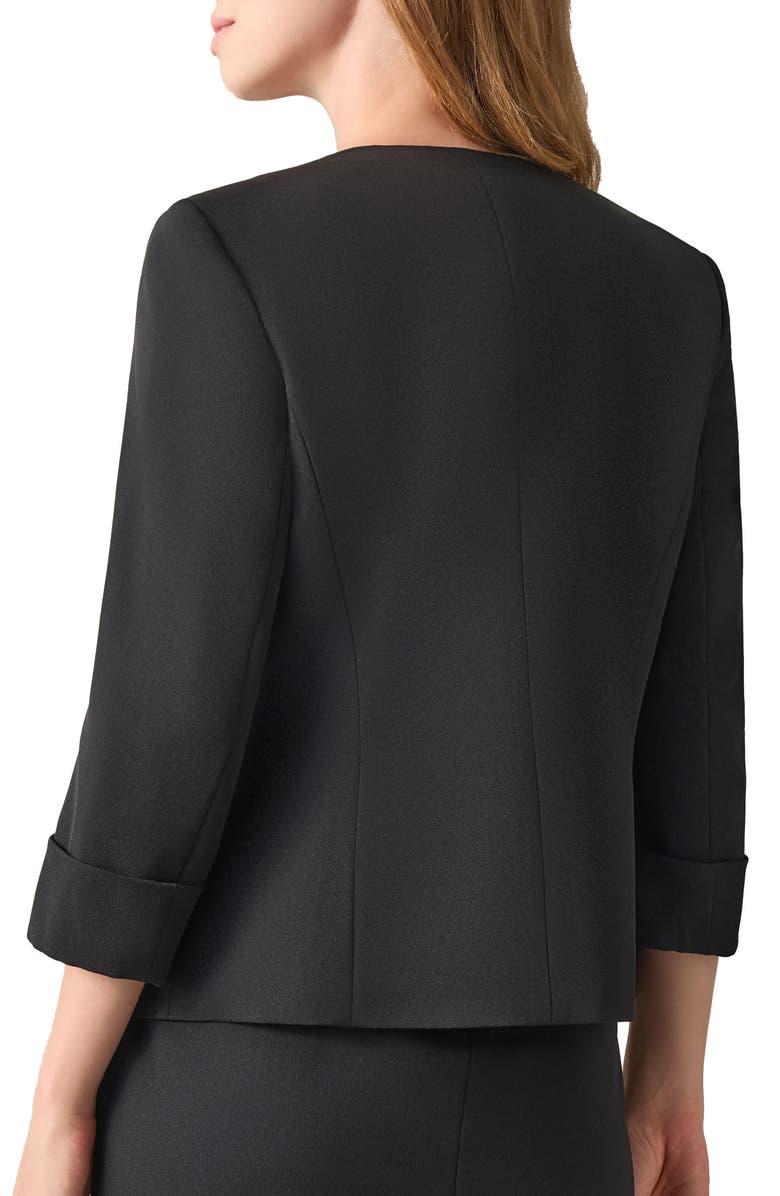 KASPER Cardigan-Style Stretch Crepe Blazer, Alternate, color, Black
