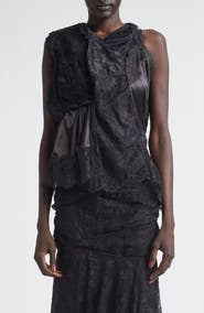 Junya Watanabe Mixed Lace, Satin & Knit Top