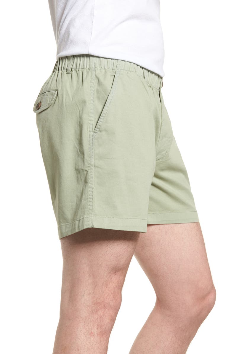 Vintage 1946 Snappers Elastic Waist 5.5 Inch Stretch Shorts, Alternate, color, Sage