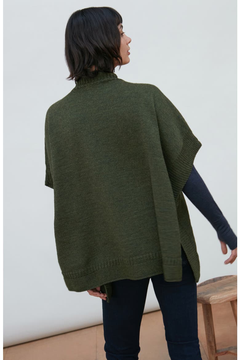 Chunky Merino Wool Poncho, Alternate, color, Green