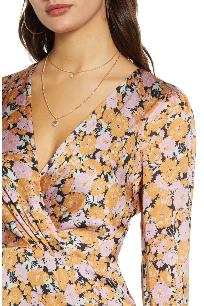 Celeste Ruffle Midi Dress, Alternate, color, PINK-GOLD FLORAL