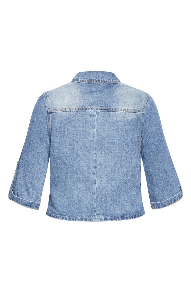 City Chic Denim Crop Jacket, Alternate, color, 