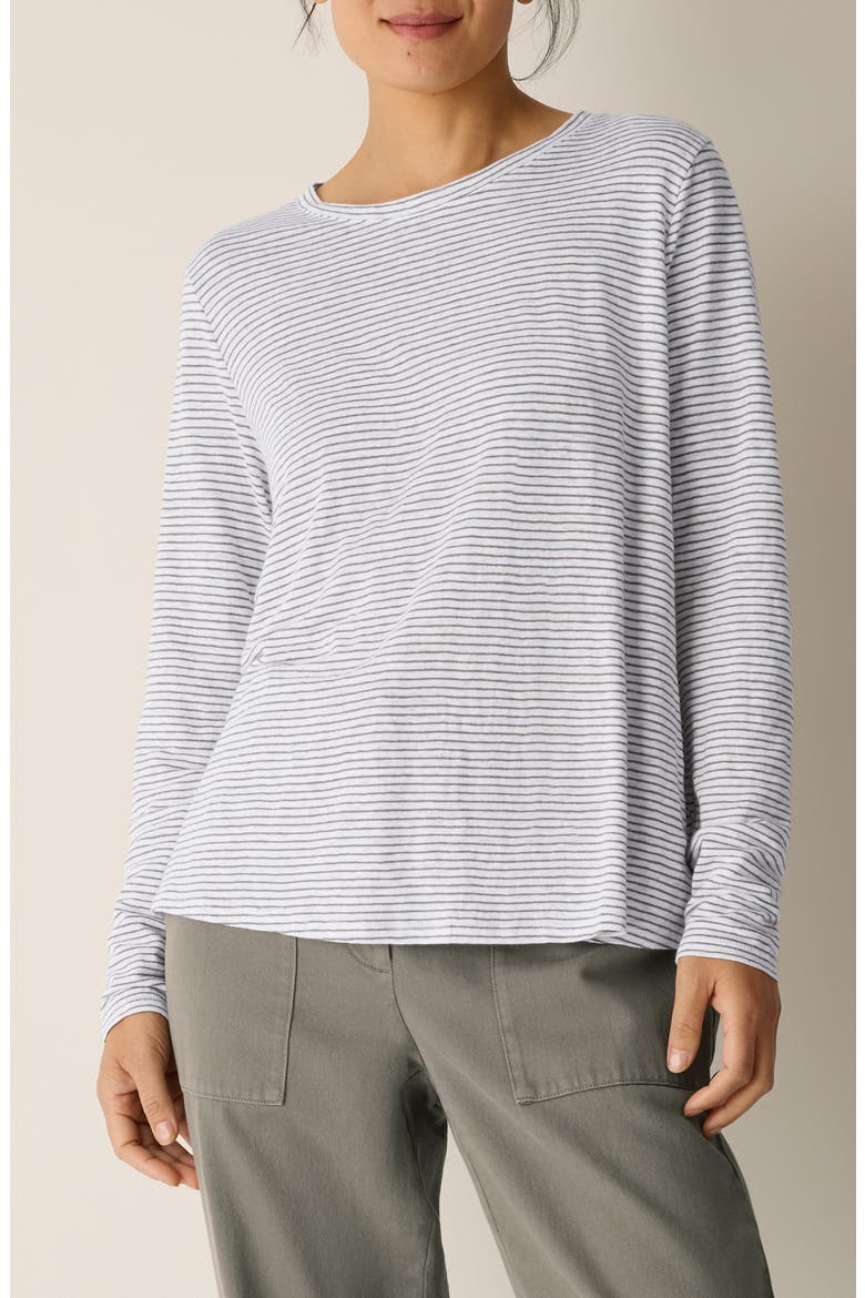 Stripe Organic Linen Long Sleeve T-Shirt, Main, color, BAYLF