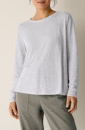 Eileen Fisher Stripe Organic Linen Long Sleeve T-Shirt