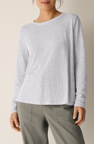 Eileen Fisher Stripe Organic Linen Long Sleeve T-Shirt