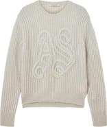 AllSaints Chain Stitch Monogram Mohair & Merino Wool Blend Sweater