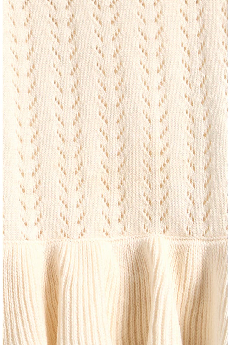 Ruffle Skirted Organic Cotton Pointelle Bodysuit, Alternate, color, CREAM