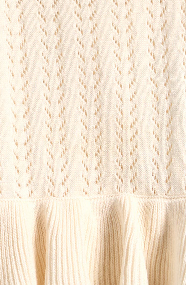Little Planet Ruffle Skirted Organic Cotton Pointelle Bodysuit, Alternate, color, Cream