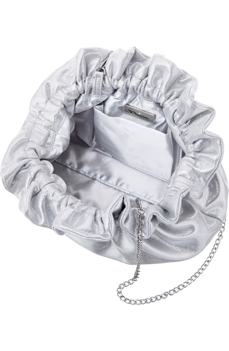 Nina Cristy Metallic Clutch, Alternate, color, True Silver